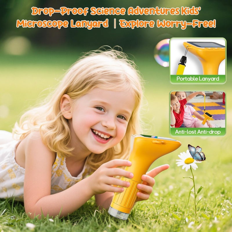 Skybasic Digital Microscope for Kids, 3" Screen 1000X Handheld Microscope HD Pocket Portable Microscopes Camera, Science Edu Fun Birthday Gifts Toys for Ages 4-12 Children Students Boys Girls -Yellow - Image 5